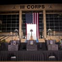 Fallen soldier memorials for Sgt. 1st Class Daniel M. Ferguson, Staff Sgt. Carlos A. Lazaney-Rodriguez, and Sgt. Timothy W. Owens stand in front of the III Corps headquarters building in the early morning of April 9, 2014. A memorial service for the ... (Photo Credit: U.S. Army)