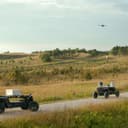 Anduril’s autonomous, one-way attack platforms were integrated onto Overland AI’s autonomous ground vehicles to engage simulated targets after receiving the mission commander’s approval during a DARPA autonomy demo. (U.S. Army)